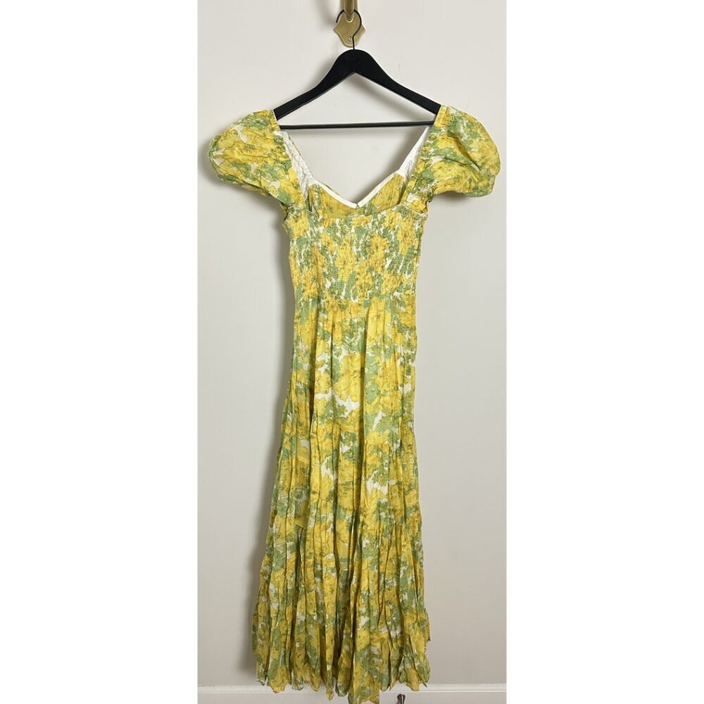 FREE PEOPLE Sundrenched Floral Tiered Maxi Sundress in Butter Combo Size Medium - Picture 7 of 9